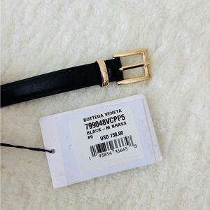 Bottega Veneta Watch Intrecciato Black Belt with Brass Buckle (medium 85, 2 CM)